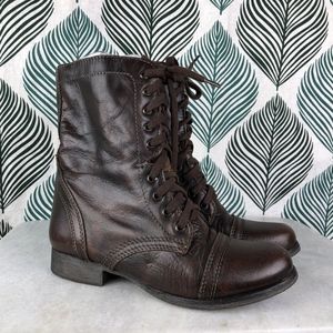 Steve Madden Combat Troopa Brown Leather Boots